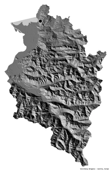 Forma Del Vorarlberg Stato Dell Austria Con Sua Capitale Isolata — Foto Stock