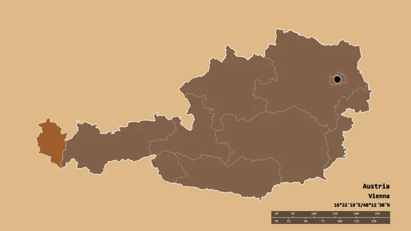 Desaturatie Van Oostenrijk Met Hoofdstad Belangrijkste Regionale Divisie Het Gescheiden — Stockfoto