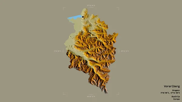Oblast Vorarlberg Stát Rakousko Izolované Pevném Pozadí Georeferencované Hraniční Oblasti — Stock fotografie