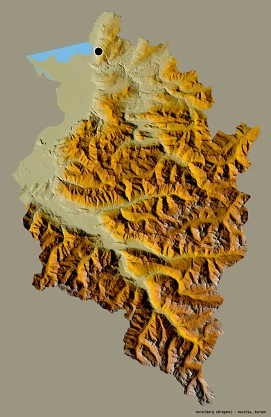 Forma Del Vorarlberg Stato Dell Austria Con Sua Capitale Isolata — Foto Stock