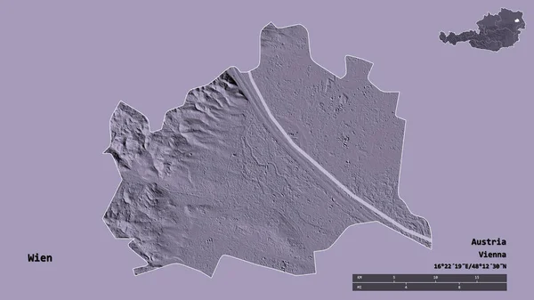 Muoto Wien Itävallan Osavaltio Sen Pääkaupunki Eristetty Vankka Tausta Etäisyysasteikko — kuvapankkivalokuva