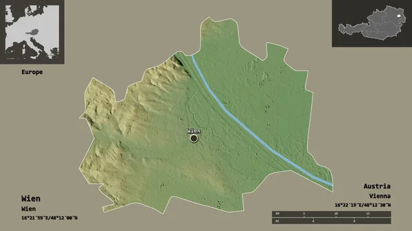 Σχήμα Wien Κράτος Της Αυστρίας Και Την Πρωτεύουσά Της Κλίμακα — Φωτογραφία Αρχείου