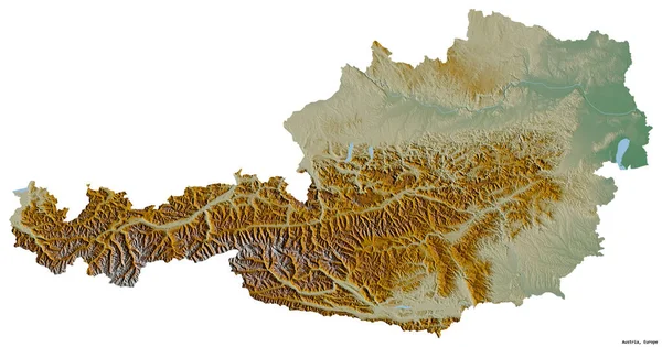 Forma Austria Con Capital Aislada Sobre Fondo Blanco Mapa Topográfico — Foto de Stock