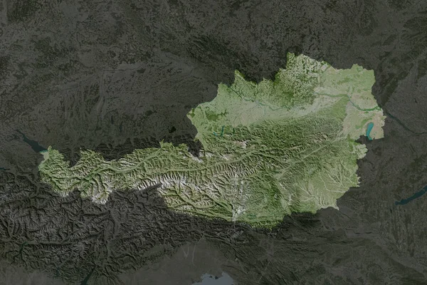 Bentuknya Austria Dipisahkan Oleh Desaturasi Wilayah Wilayah Tetangga Citra Satelit — Stok Foto