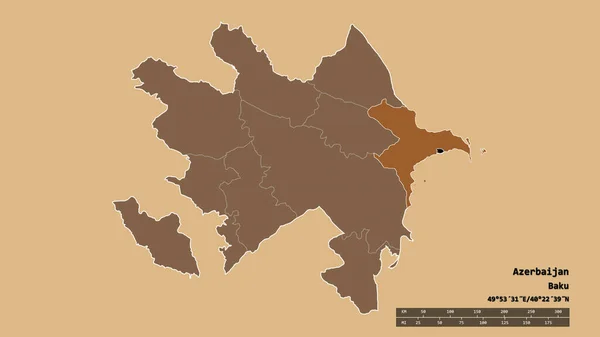 Forme Désaturée Azerbaïdjan Avec Capitale Principale Division Régionale Région Séparée — Photo