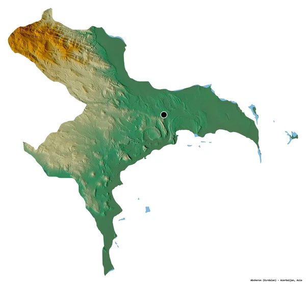 Kształt Abszeronu Regionu Azerbejdżanu Stolicą Odizolowaną Białym Tle Mapa Pomocy — Zdjęcie stockowe