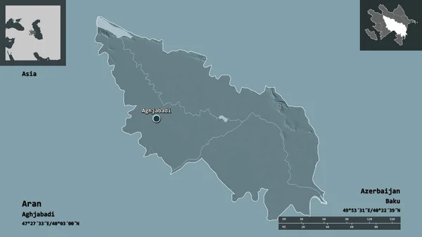 Form Aran Regionen Azerbajdzjan Och Dess Huvudstad Avståndsskala Förhandsvisningar Och — Stockfoto