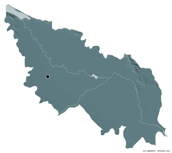 Form Aran Regionen Azerbajdzjan Med Dess Huvudstad Isolerad Vit Bakgrund — Stockfoto