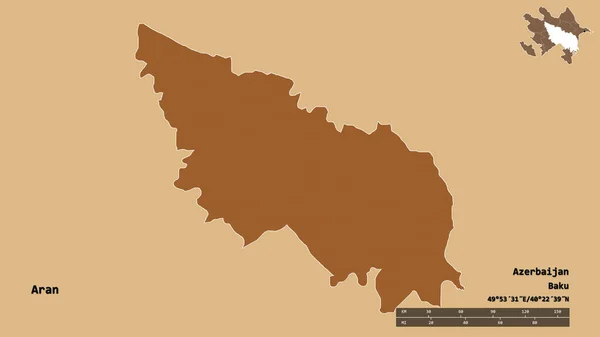 Forme Aran Région Azerbaïdjan Avec Capitale Isolée Sur Fond Solide — Photo