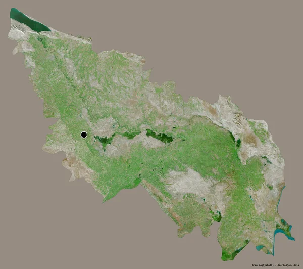 阿塞拜疆亚兰地区的形状 其首都被隔离在纯色背景下 卫星图像 3D渲染 — 图库照片