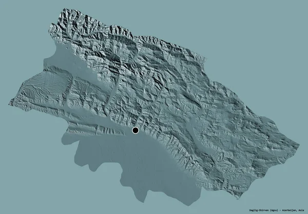 阿塞拜疆地区Daglig Shirvan的形状 其首都用纯色背景隔开 彩色高程图 3D渲染 — 图库照片