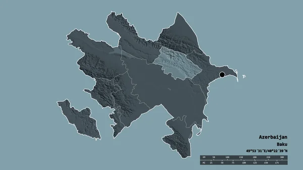 수도인 아제르바이잔의 형태와 그리고 지역이 있었다 라벨이요 지형도 렌더링 — 스톡 사진