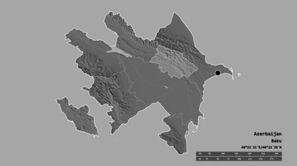 Forme Désaturée Azerbaïdjan Avec Capitale Principale Division Régionale Région Séparée — Photo