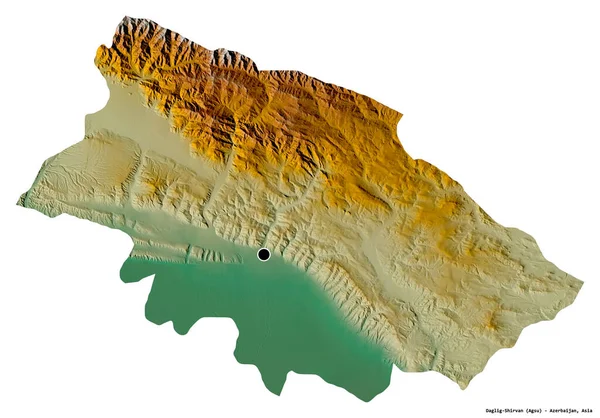 アゼルバイジャン地方のダルギシヴァンの形で 首都は白い背景に孤立しています 地形図 3Dレンダリング — ストック写真