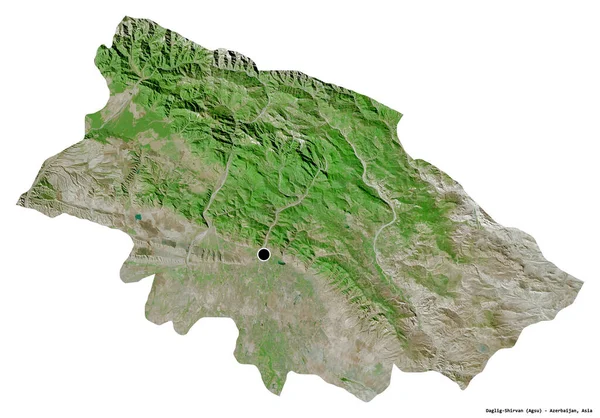 阿塞拜疆地区Daglig Shirvan的形状 其首都因白色背景而孤立 卫星图像 3D渲染 — 图库照片