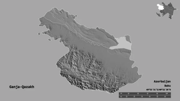Tvar Oblasti Ganja Qazakh Ázerbájdžán Hlavním Městem Izolovaným Pevném Pozadí — Stock fotografie