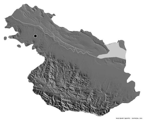 Form Ganja Qazakh Regionen Azerbajdzjan Med Dess Huvudstad Isolerad Vit — Stockfoto