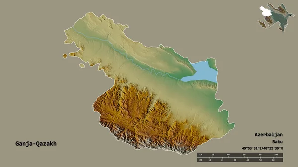 Kształt Ganja Kazachstanu Regionu Azerbejdżanu Jego Kapitałem Odizolowanym Solidnym Tle — Zdjęcie stockowe