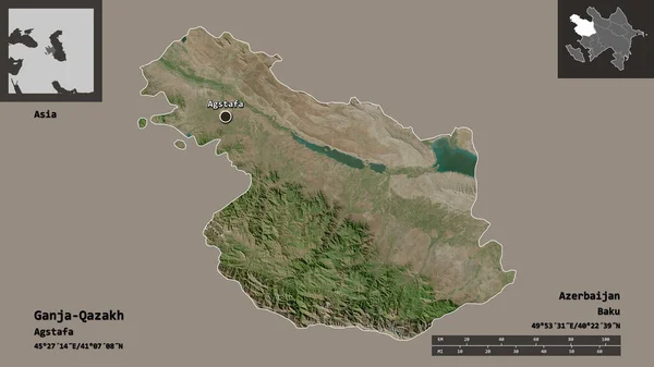 Form Ganja Qazach Regionen Azerbajdzjan Och Dess Huvudstad Avståndsskala Förhandsvisningar — Stockfoto