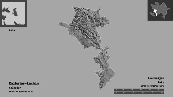 Form Kalbajar Lachin Regionen Azerbajdzjan Och Dess Huvudstad Avståndsskala Förhandsvisningar — Stockfoto