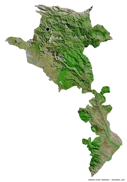 阿塞拜疆地区Kalbajar Lachin的形状 其首都因白人背景而孤立 卫星图像 3D渲染 — 图库照片