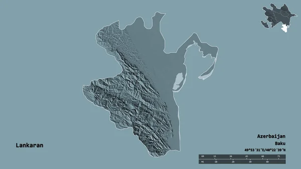 Forme Lankaran Région Azerbaïdjan Avec Capitale Isolée Sur Fond Solide — Photo