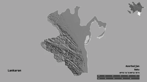 Форма Ланкарана Азербайджанського Регіону Своєю Столицею Ізольованою Твердому Тлі Масштаб — стокове фото