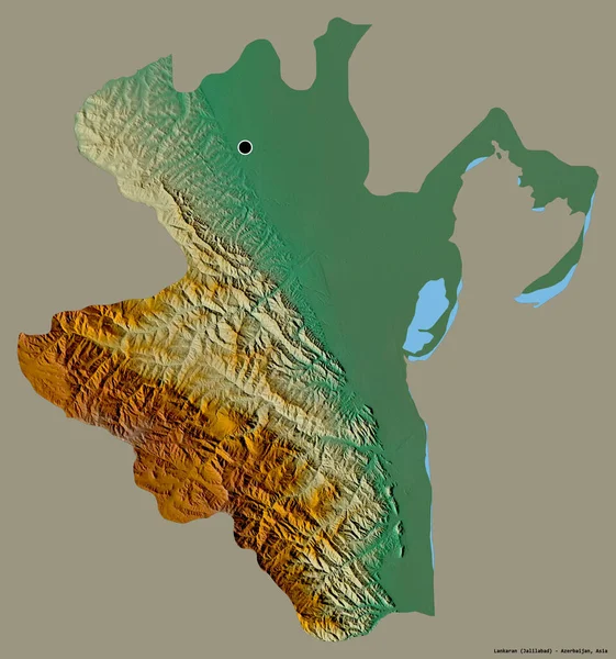 Kształt Lankaran Region Azerbejdżanu Jego Kapitału Izolowane Solidnym Tle Koloru — Zdjęcie stockowe
