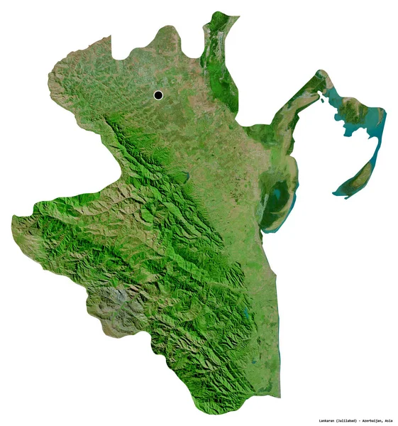 阿塞拜疆Lankaran地区的形状 其首都因白人背景而孤立 卫星图像 3D渲染 — 图库照片