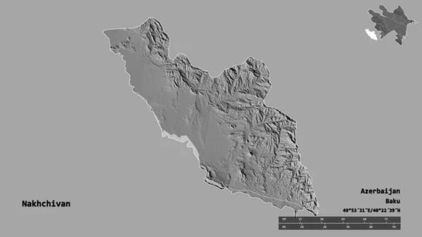 Form Nakhchivan Regionen Azerbajdzjan Med Dess Huvudstad Isolerad Solid Bakgrund — Stockfoto