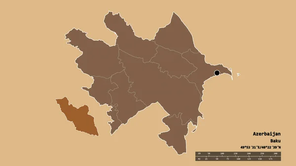主要な地域部門と分離されたナヒチヴァン地域とアゼルバイジャンの荒廃した形 ラベル パターン化されたテクスチャの構成 3Dレンダリング — ストック写真