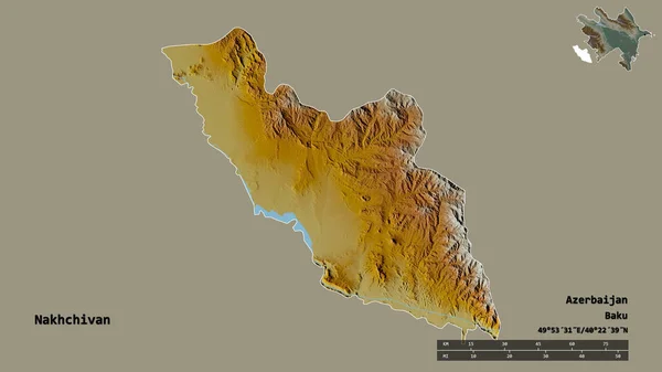 Forma Najicheván Región Azerbaiyán Con Capital Aislada Sobre Fondo Sólido — Foto de Stock