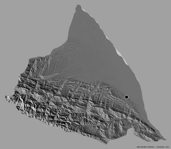 阿塞拜疆Quba Khachmaz地区的形状 其首都以纯色背景隔离 Bilevel高程图 3D渲染 — 图库照片