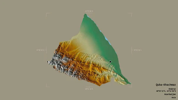 アゼルバイジャンの地域Quba Khachmazの地域は 洗練された境界ボックス内の強固な背景に隔離されています ラベル 地形図 3Dレンダリング — ストック写真
