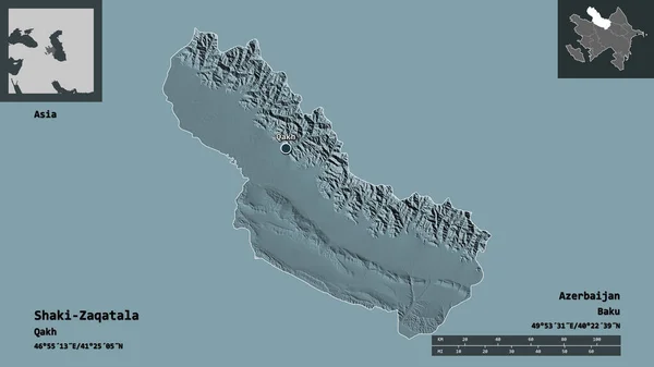 Форма Шаки Закаталы Района Азербайджана Столицы Шкала Расстояний Предварительные Просмотры — стоковое фото