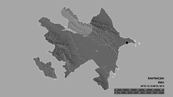 Forma Dessaturada Azerbaijão Com Sua Capital Principal Divisão Regional Área — Fotografia de Stock