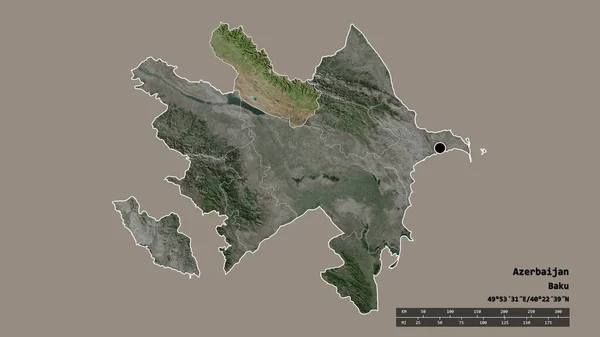 Forme Désaturée Azerbaïdjan Avec Capitale Principale Division Régionale Zone Séparée — Photo