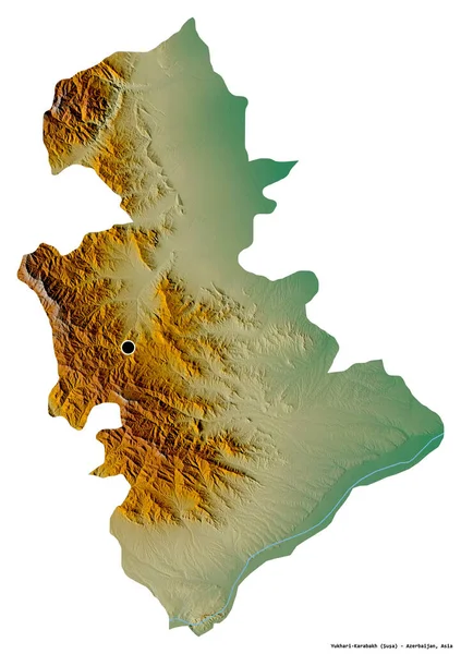 Форма Юхарі Карабаху Регіону Азербайджану Столицею Ізольованою Білому Тлі Карта — стокове фото