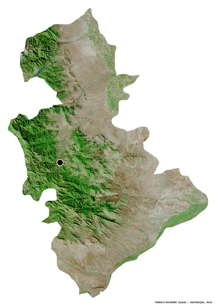 阿塞拜疆地区的Yukhari Karabakh形状 其首都因白人背景而孤立 卫星图像 3D渲染 — 图库照片