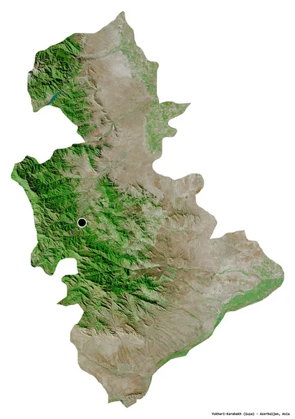アゼルバイジャン地方のユカリカラバフの形で その首都は白い背景に孤立しています 衛星画像 3Dレンダリング — ストック写真