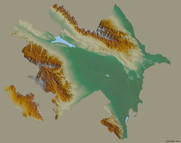 Alakja Azerbajdzsán Tőke Elszigetelt Szilárd Színű Háttér Topográfiai Domborzati Térkép — Stock Fotó