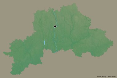 Beyaz Rusya 'nın başkenti Mahilyow' un katı renk arkaplanı ile izole edilmiş hali. Topografik yardım haritası. 3B görüntüleme