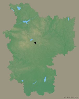 Minsk 'in şekli, Belarus bölgesi, başkenti katı renk arkaplanı ile izole edilmiş. Topografik yardım haritası. 3B görüntüleme