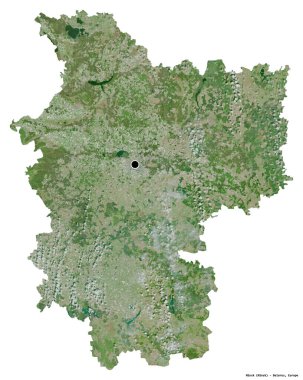 Beyaz arka planda başkenti izole edilmiş Minsk, Belarus bölgesi. Uydu görüntüleri. 3B görüntüleme