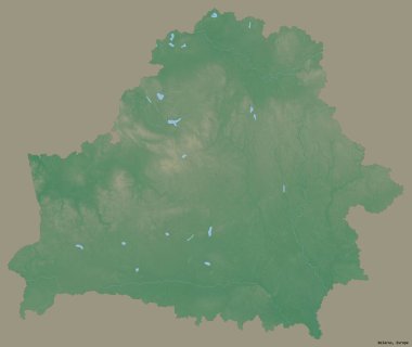 Belarus 'un sermayesi katı renk arkaplanı ile izole edilmiş hali. Topografik yardım haritası. 3B görüntüleme