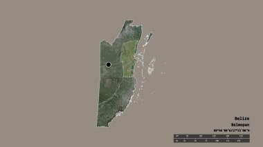 Başkenti, ana bölgesel bölümü ve bölünmüş Belize bölgesi ile birlikte Belize 'nin dejenere edilmiş şekli. Etiketler. Uydu görüntüleri. 3B görüntüleme