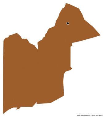 Belize 'nin Orange Walk semti, başkenti beyaz arka planda izole edilmiş. Desenli dokuların bileşimi. 3B görüntüleme