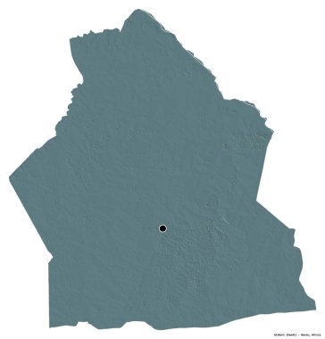 Beyaz arka planda sermayesi izole edilmiş, Benin Bölümü Alibori 'nin şekli. Renkli yükseklik haritası. 3B görüntüleme
