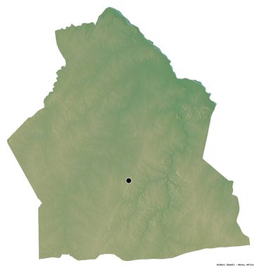 Beyaz arka planda sermayesi izole edilmiş, Benin Bölümü Alibori 'nin şekli. Topografik yardım haritası. 3B görüntüleme
