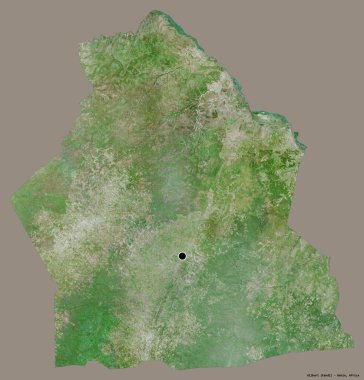 Alibori 'nin şekli, Benin Bölümü, sermayesi koyu renk arka planda izole edilmiş. Uydu görüntüleri. 3B görüntüleme